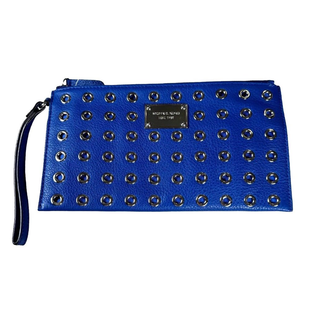 Michael Kors Royal Blue Eyelet Wristlet studded metal accents